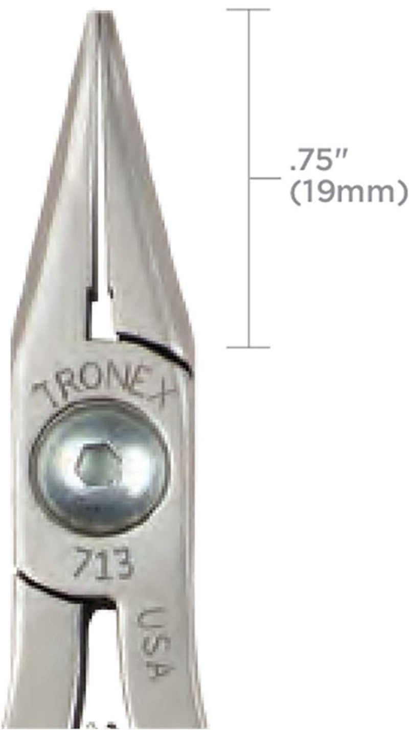 Tronex Model 713 Chain Nose Pliers, Short, Smooth Jaw - Long, Ergonomic Handles - Image 3